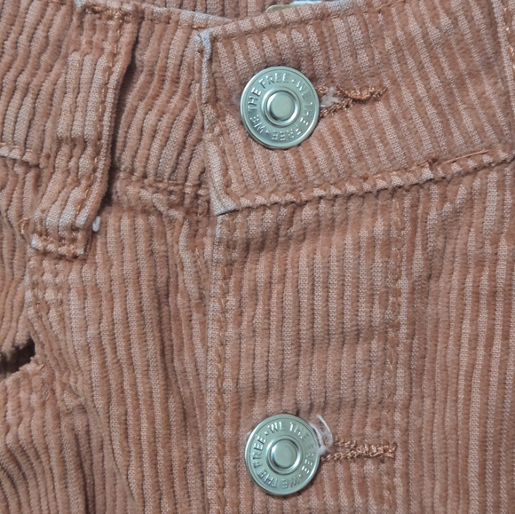Free People Ray Corduroy Mini Skirt Button Front Terracotta Dusty Rose Size 2 - Picture 3 of 11